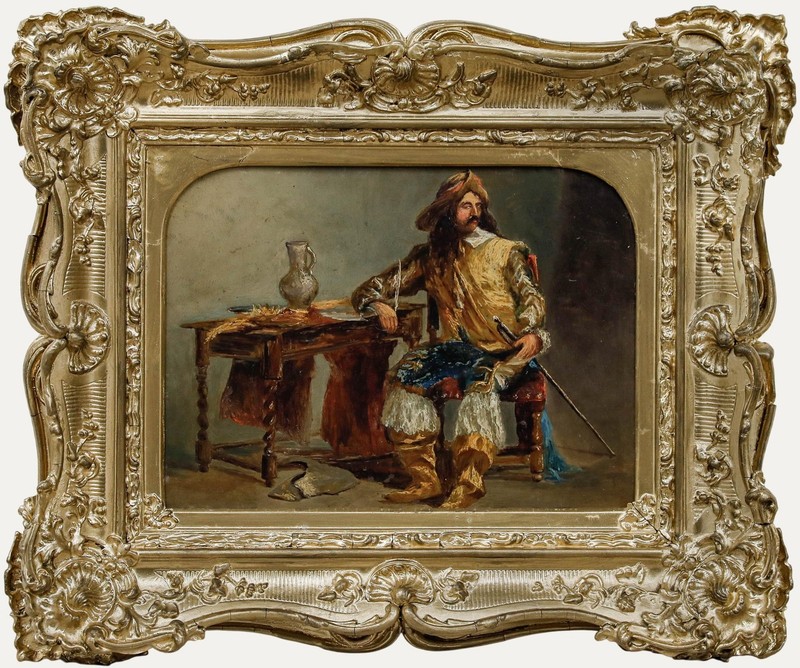 Follower of F.H. Henshaw (1807-1891) – Oil, A Cavalier at the Time of Charles II