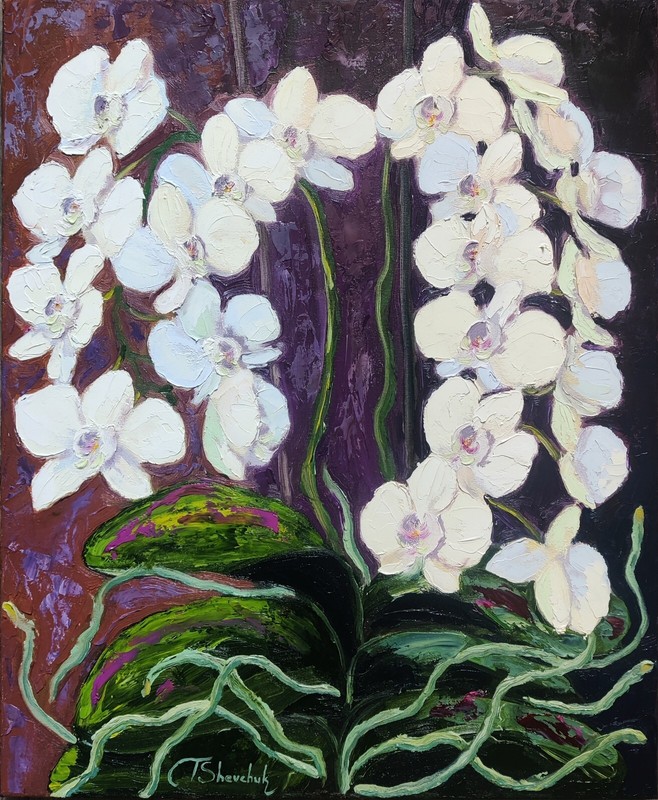 Orchids Original Oil Painting Flowers Floral Hand Painted Impasto Art 22×18 in