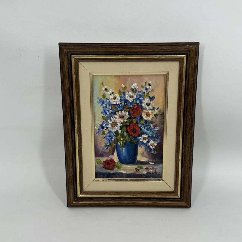 Framed Oil Painting Floral Still Life Signed Art Wall Decor