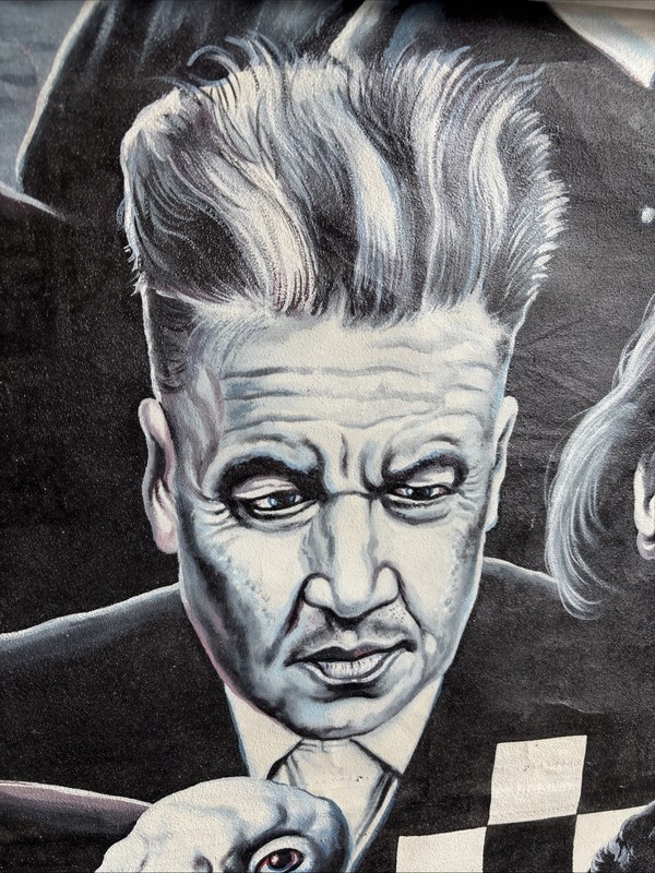 HUGE Eraserhead Ghanaian Painting David Lynch Flour Sack 61” X 40” D.P. Gallery gallery