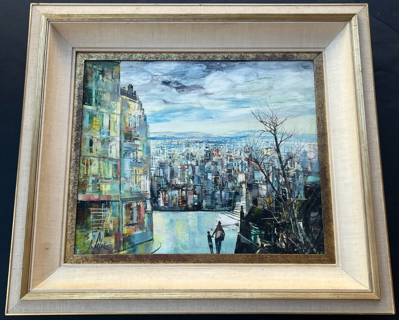 Modern Marc Selva (US,Canada 20thc) «Paris Rooftops» Impressionist Oil on Canvas
