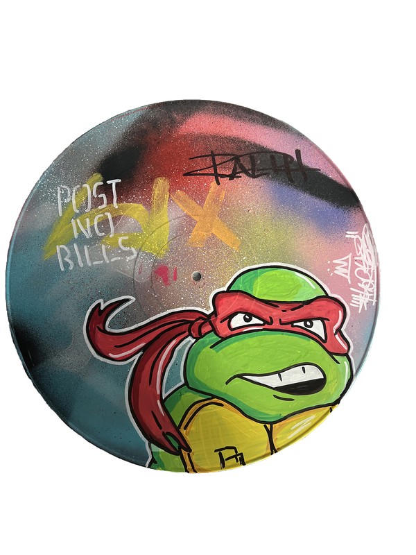 Hand Painted Vinyl Record Graffiti Shortiez Ink Raphael Tmnt Turtle Christmas