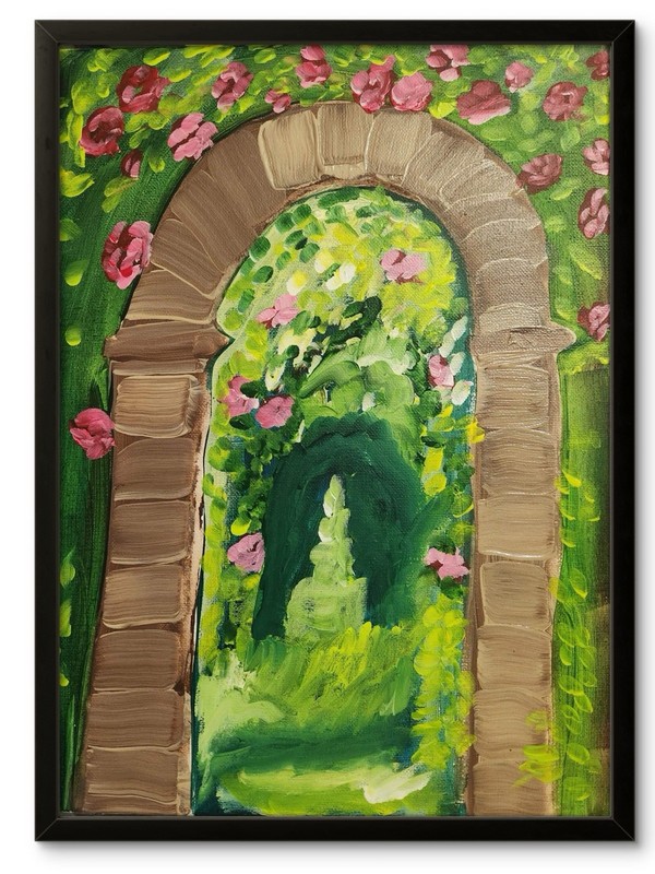 Abstract Garden Gate Impressionist Original Wall Art 9X12 Canvas Acrylic