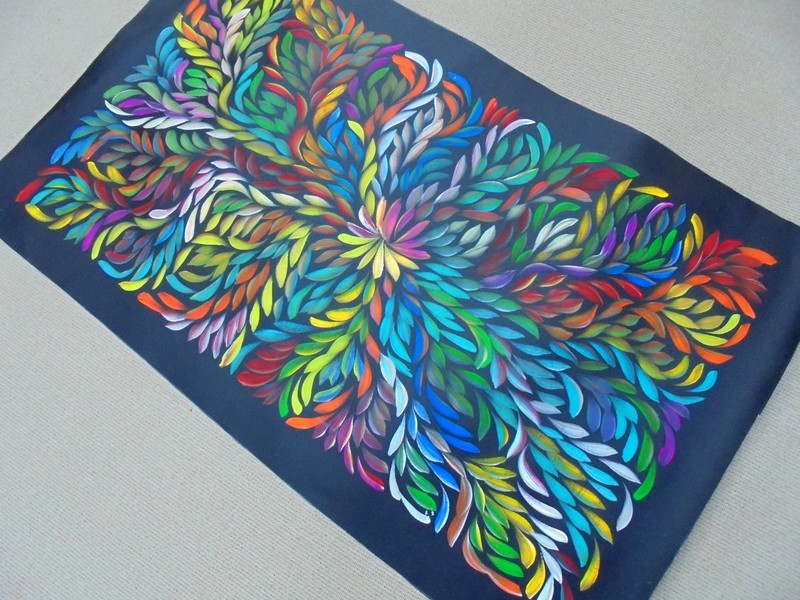 LOUISE NUMINA 100 x 60 cm Original Aboriginal Painting. Bush Medicine Leaves gallery