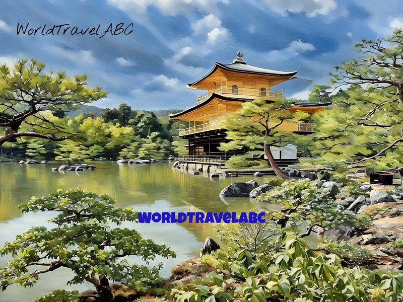 Digital watercolor wallpaper from photo – Kinkakuji, Kyoto, Japan