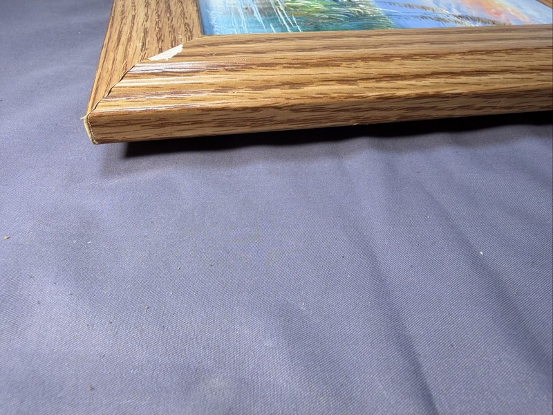 Original Oil Painting Signed 10x12 Beach Scene Seagulls Wood Frame gallery