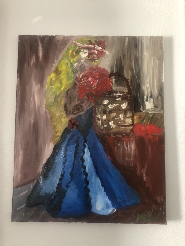Young Princess At Wishing Well Renaissance inspired, original oil, painting