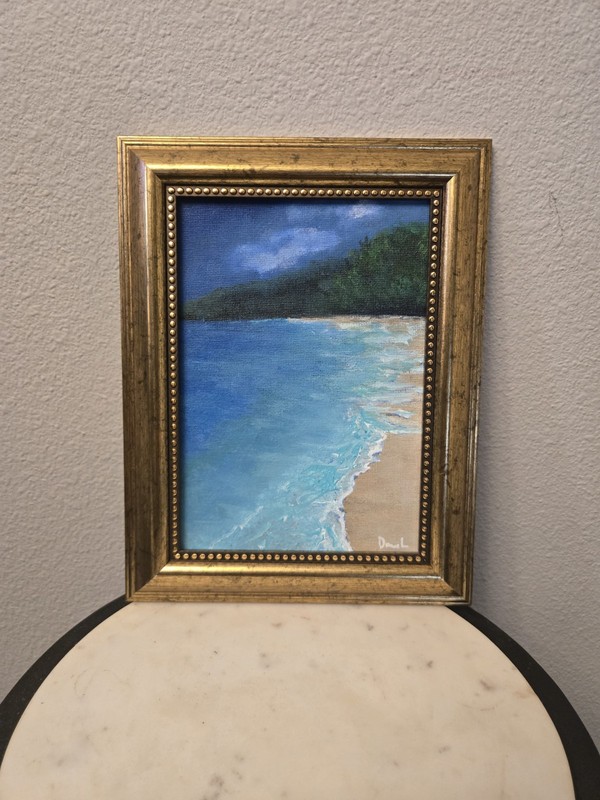 Original Tropical Beach Oil Painting by DL