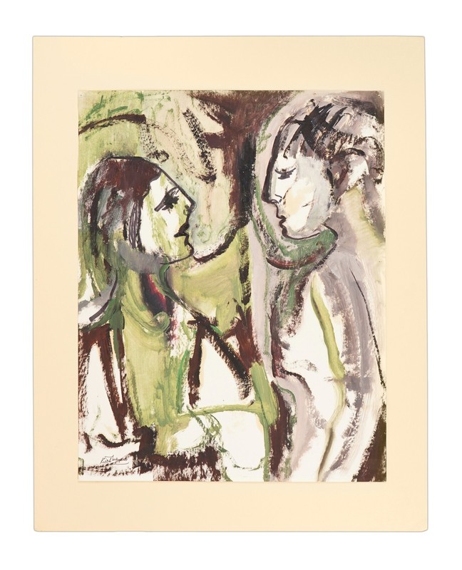 1960s Ruth Meyers Gouache Abstract Painting on Paper Expressionist Expressionism