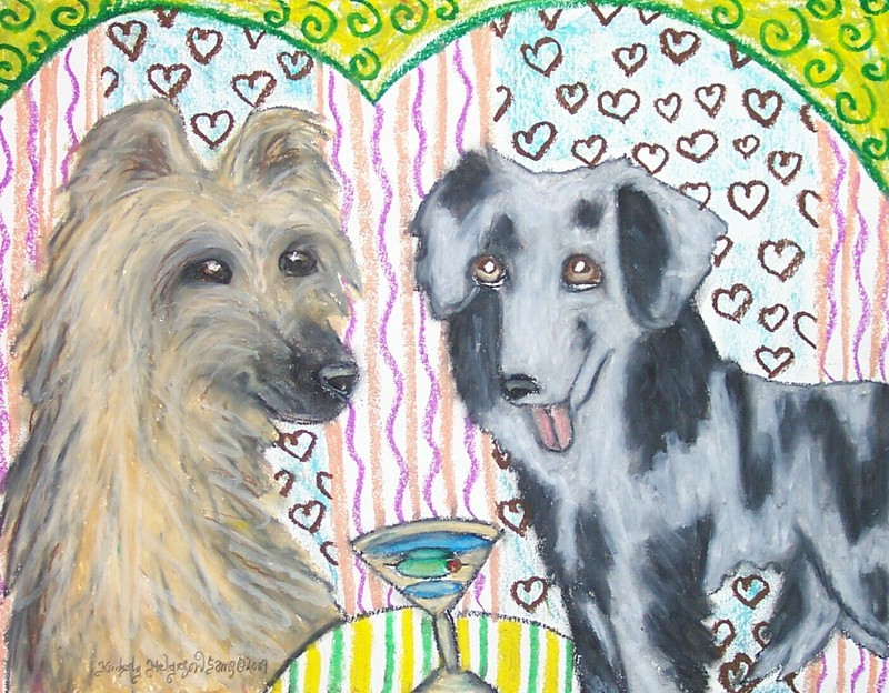 Pyrenean Shepherd Dog Pop Art ORIGINAL Pastel Painting 11 x 14 Signed by Artist