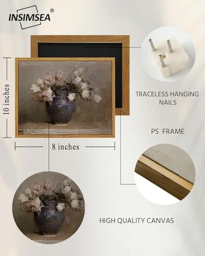 Framed Canvas Print Roses in Vase Classical Oil Painting Wall Art for Living gallery