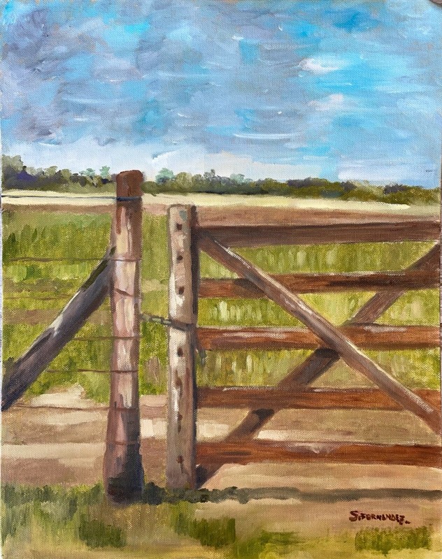Pintura al oleo paisaje campestre