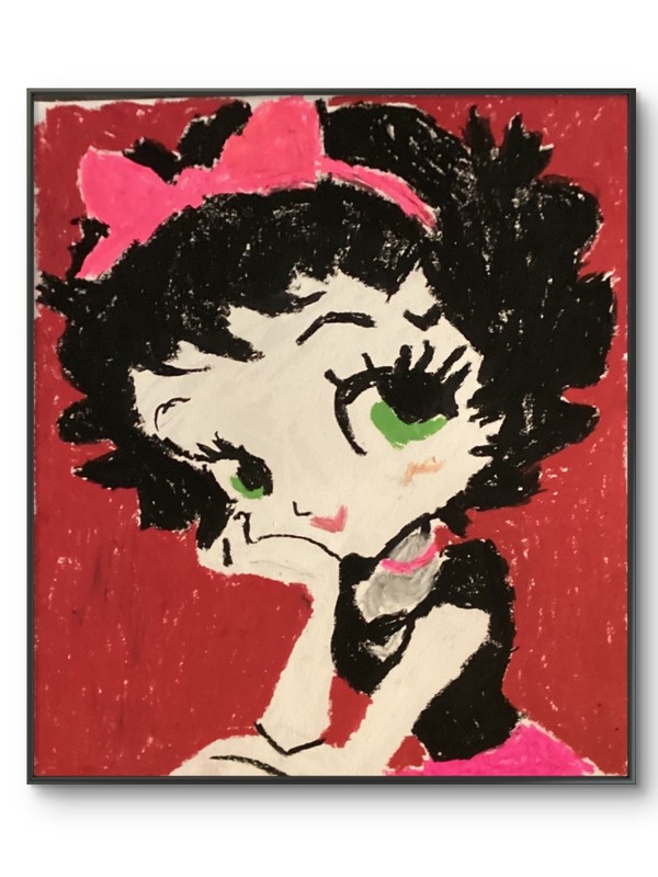 Colorful Classic Modern Red Betty Boop Textured Original Art 11×14 on Paper