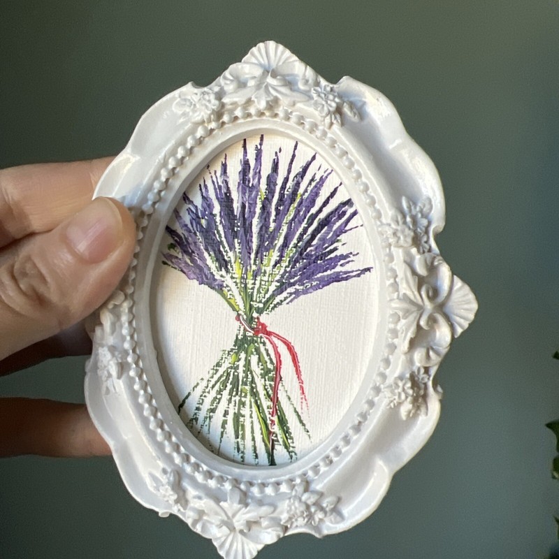 Lavender,flowers,original,miniature Painting,small,mini,framed gallery