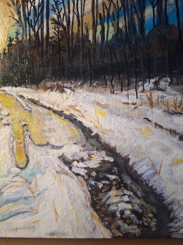Sun In The Snow Path 9x12 canvas panel gallery
