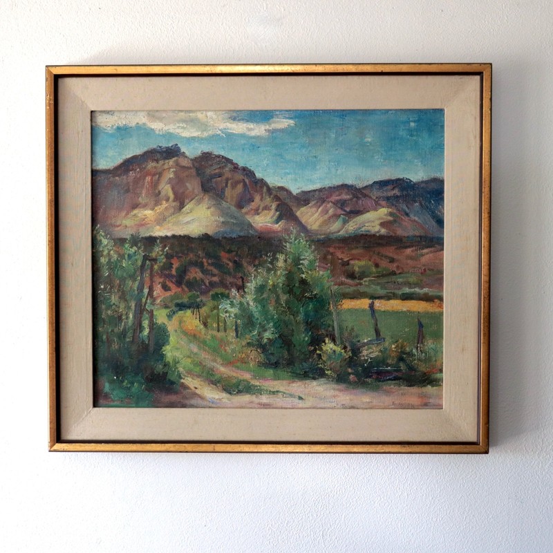 1930s Ejnar Hansen California Impressionist Landscape Western Desert Ranch Einar