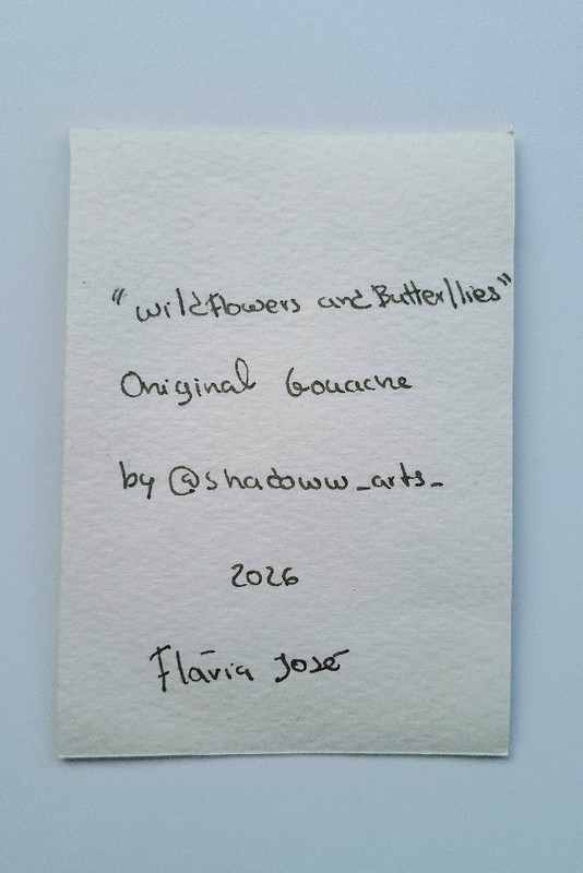 ACEO Original Gouache WildFlowers and Butterflies Mini Painting "2,5 x 3,5" gallery