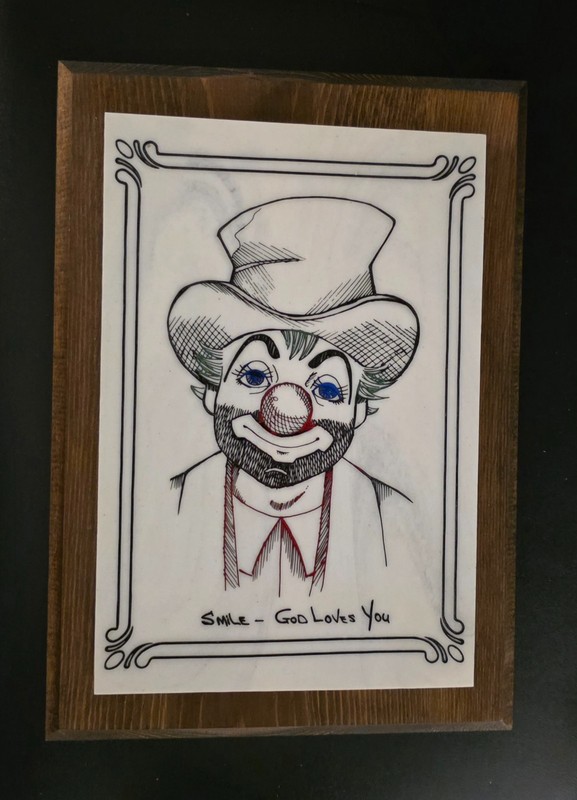 VTG Brother Matthew OSF Clown Marble Colored Etching SMILE God Loves You RARE