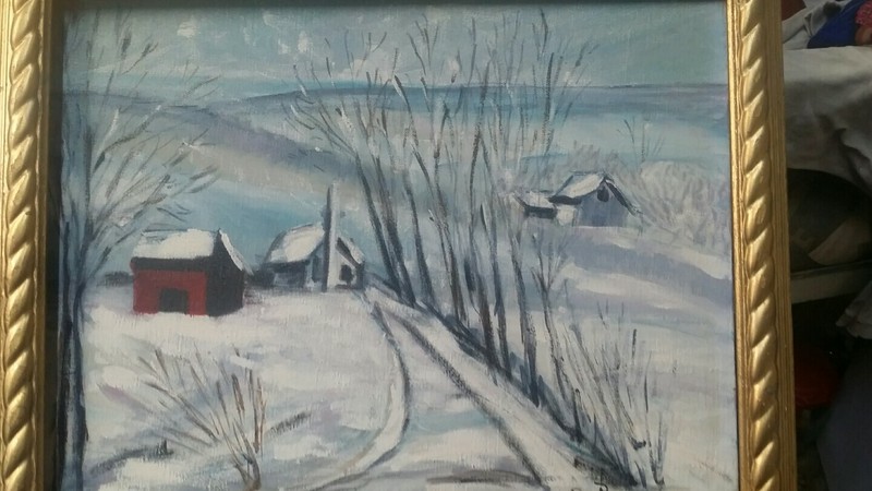 Vintage Oil Painting,Vermont Winter Landscape, signed canvas, (12″ x 16)