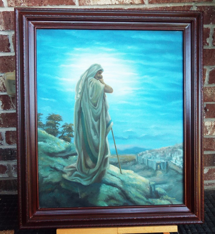 VTG A PRAYER FOR PEACE CANVAS PRINT THE SHEPARD DARK WOOD FRAME HAND SIGNED