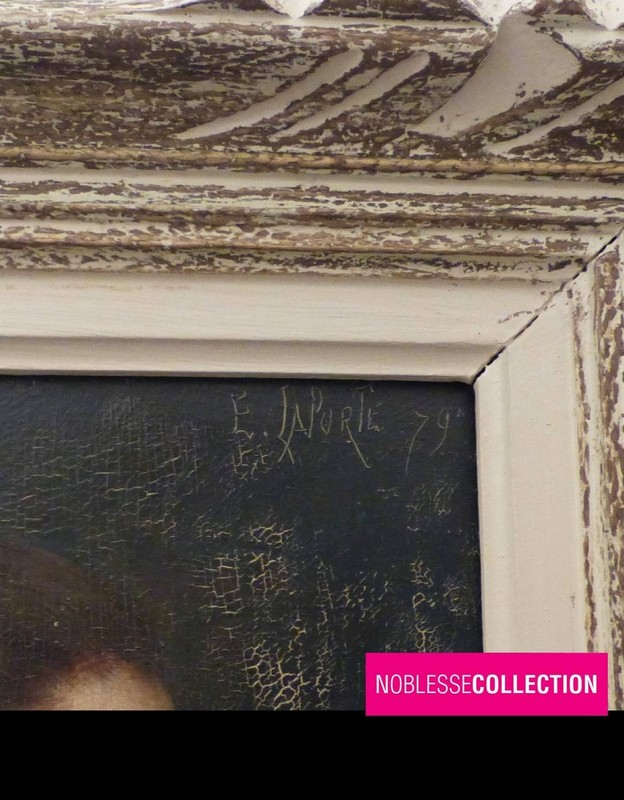 EMILE HENRI LAPORTE 1879 ANTIQUE FRENCH OIL ON PANEL WOOD HAND PAINTED PORTRAIT gallery