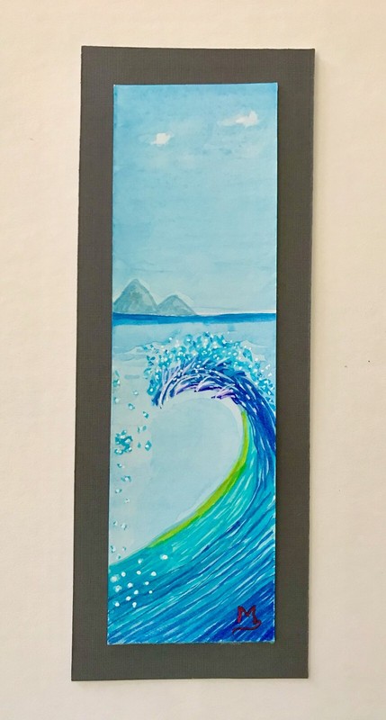 Wave Original Mini Painting Art Bookmark Mixed Media Hawaii Painting Beach Art