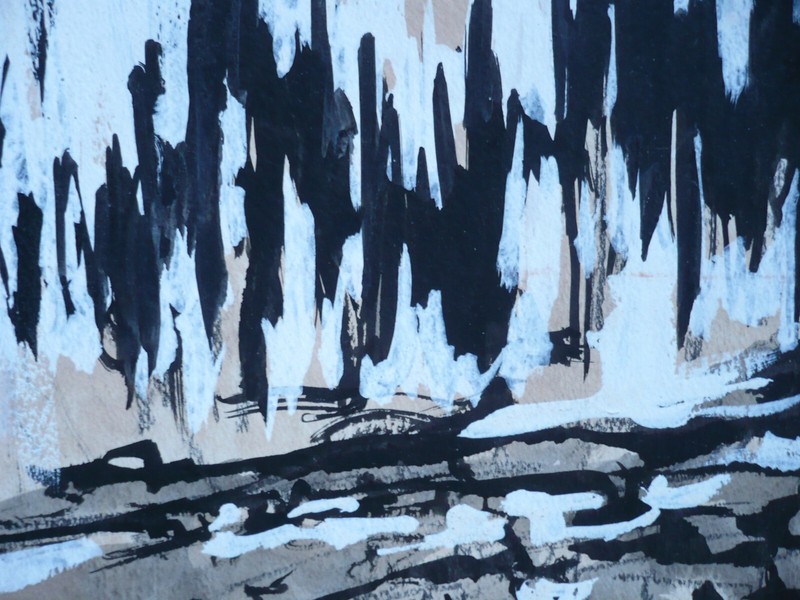A. KRATHAN, 1964 60s ABSTRACTION MODERN MODERNISM OIL MIXED MEDIA LANDSCAPE gallery