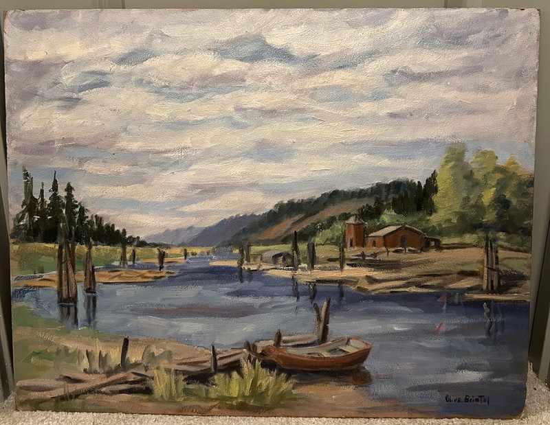 1940s Original Oil Art By Olive Bristol Of «Womens Painters Of Washington»