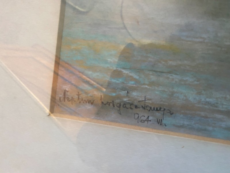::NEPTUNE HOFGARTEN PASTEL BAYREUTH ILLEGIBLY SIGNED - SHORE BRIDGE ROWING BOAT 2 gallery
