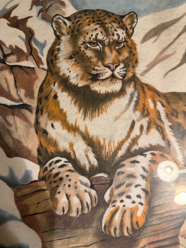 VINTAGE framed painting wildcat, bobcat, snow, leopard ESTATE SALE FIND gallery