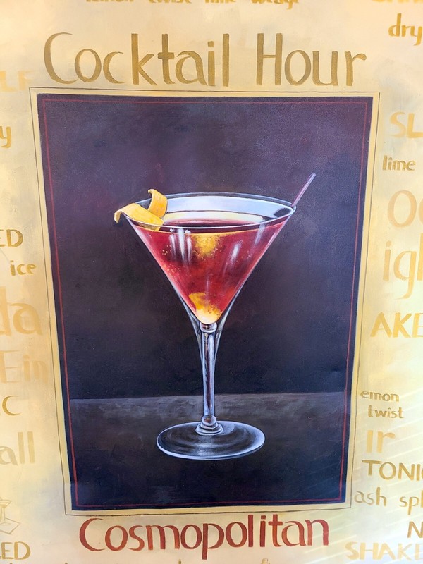 Large Unframed «Cosmopolitan» Cocktail Hour Canvas Wall Art Painting
