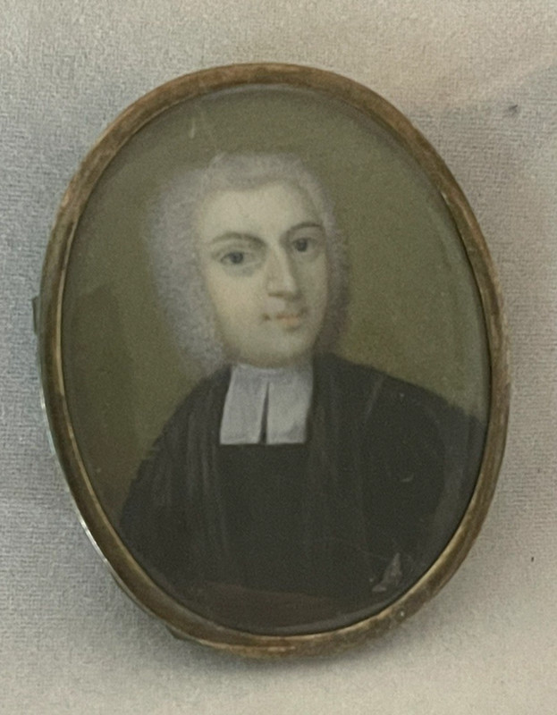 c 18th C Memoriam Miniature Portrait Judge or Barrister 15k Gold Frame