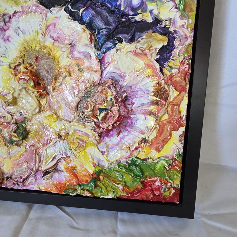 Oil On Panel 3D Abstract Art Floating Frame Kevin Winger #78 Quartz Skull Signed gallery