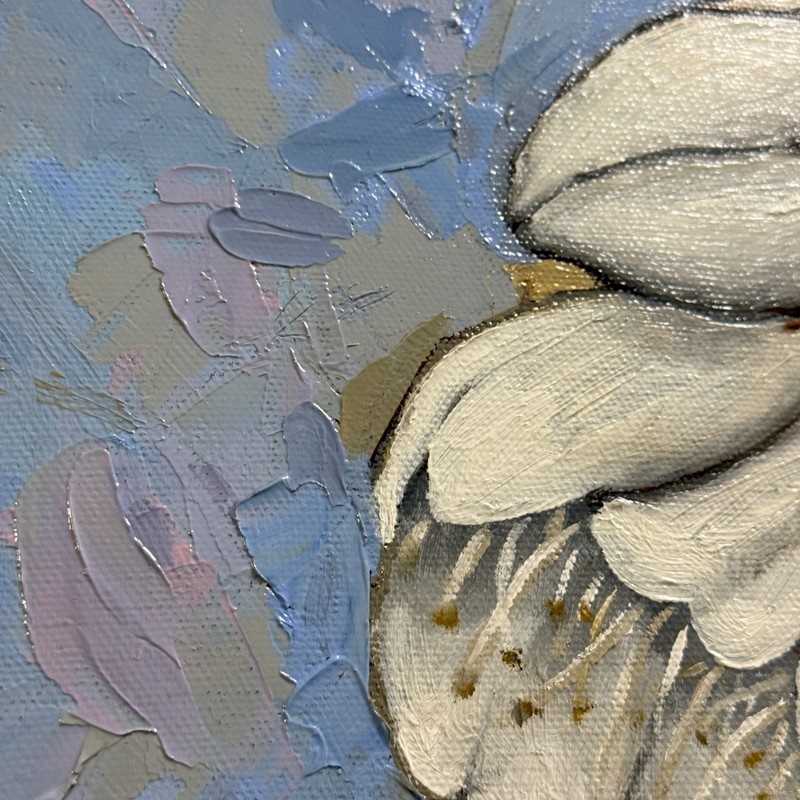 Original Botanical Cherry Blossom Painting Oil on Canvas Floral 10x10 Blue CV 4 gallery