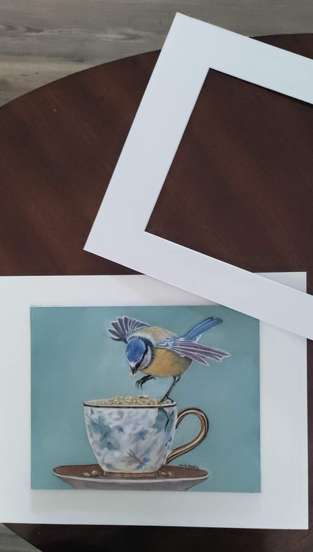 Original Expressive Tea Time Bird #1 14 x 11 Matted Pastel Painting gallery