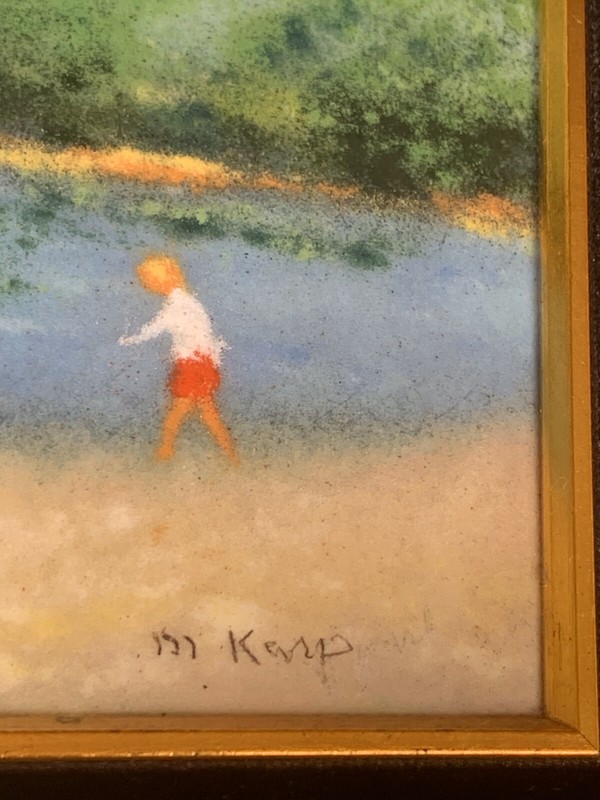 VTG Rare Max Karp Enamel Copper Painting Original Signed Listed Artist gallery