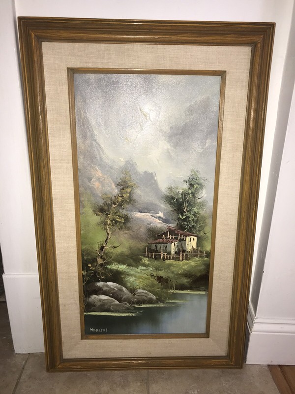 Original Oil Painting By Carlo Mancini (1829-1910), 12”x24”, Wood Frame,