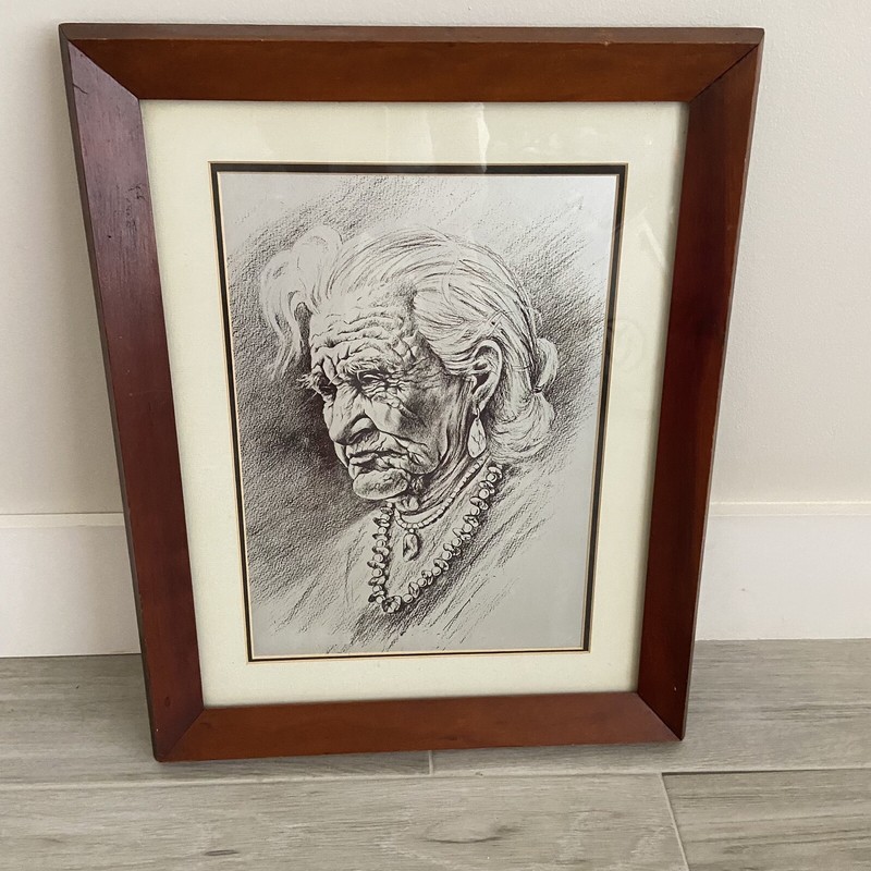 Geronimo Native American Indian Lithographic Sheet Metal Painting Framed Matted