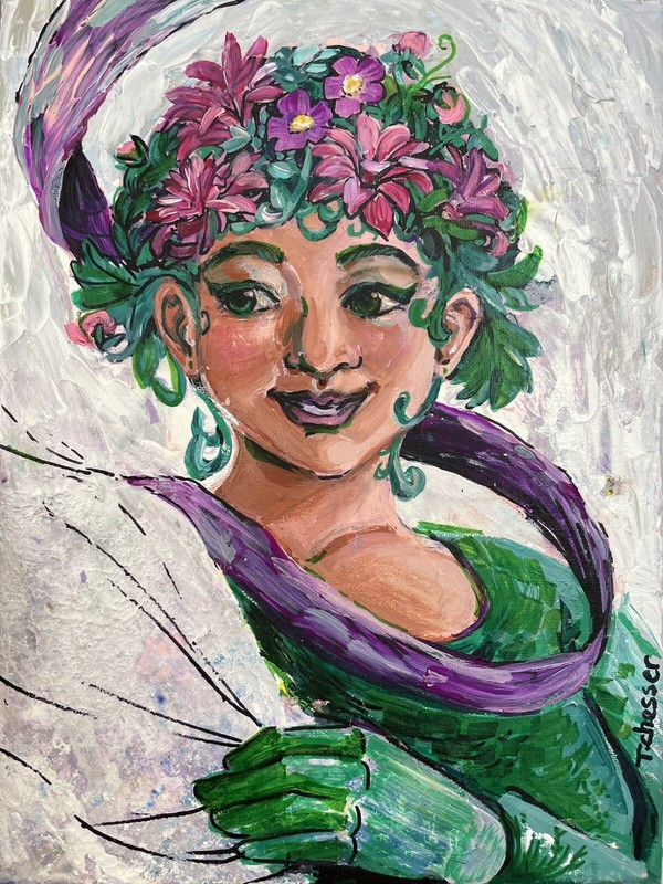 9×12 original fantasy art acrylic painting on stretched canvas Spring Winter