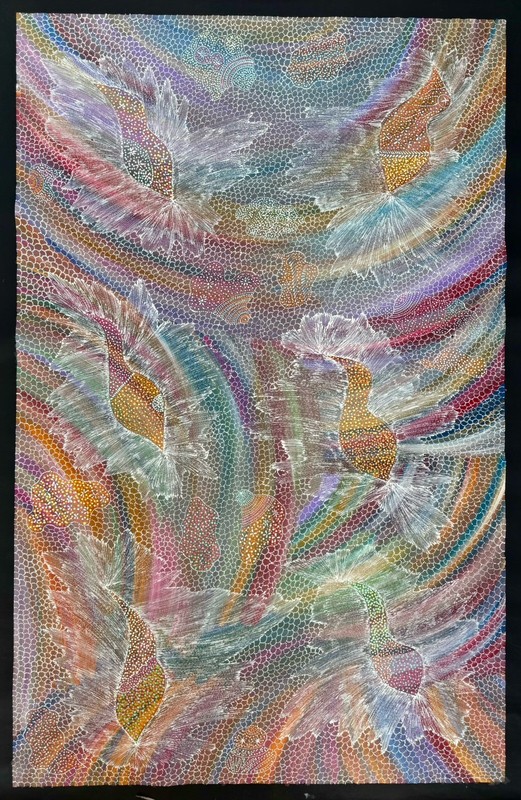 Jedda Purvis Kngwarreye. Authentic Aboriginal Art. Size 150cm x 100cm,Pencil Yam