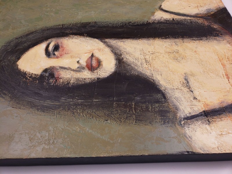 Original Female Portrait Mixed Media Painting - Wall Art Canvas Decor 16X20 gallery