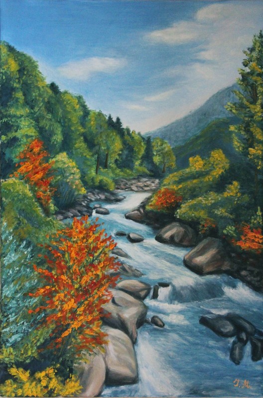 Oil Painting On Canvas Landscape Mountain River Nature National Park gallery
