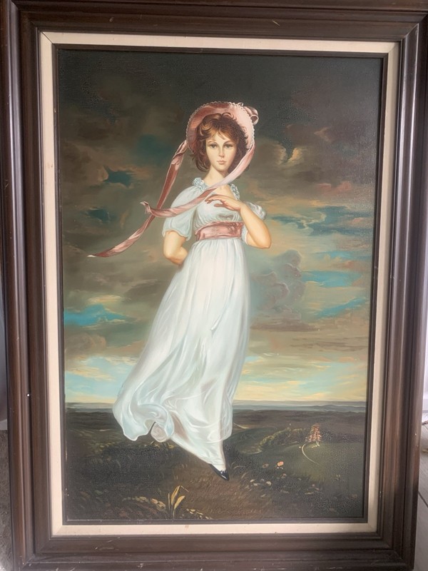 Framed Oil Painting Little Girl «Pinkie” like the famous one