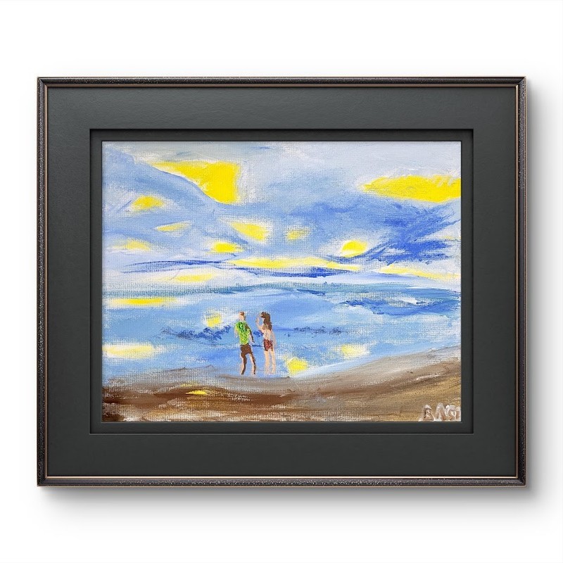 Walk On The Beach Abstract Expressionist Original Painting Canvas 11x14