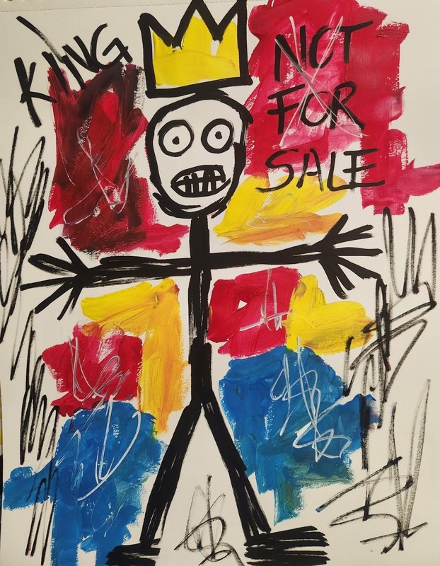 Abstract Stickman Impressionistic Original Wall Art 14X11 Mixed Media Paper