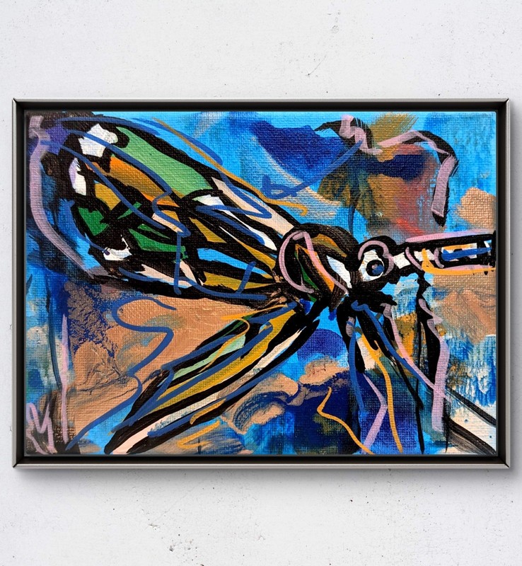 BirkeloART 7X5 Bold Color Modern May Fly Acrylic Art Painting on Canvas