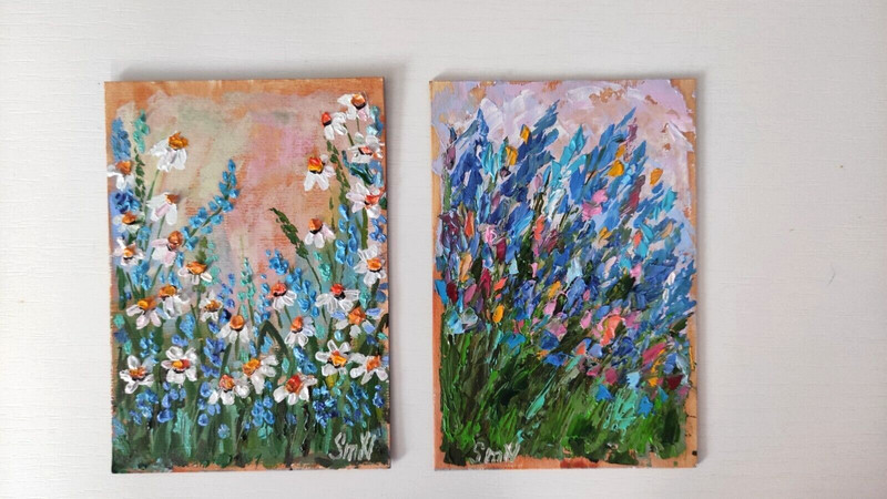 Original 3D Art Snowdrop Flowers Texture Oil Mini Painting Impressionism Floral gallery