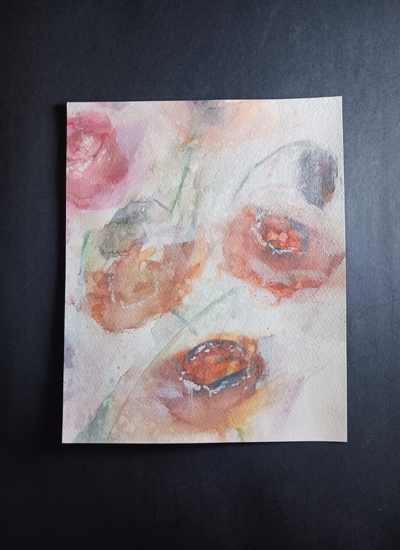 Lisa Kaiser Signed Original Flower Watercolor Painting 8×10