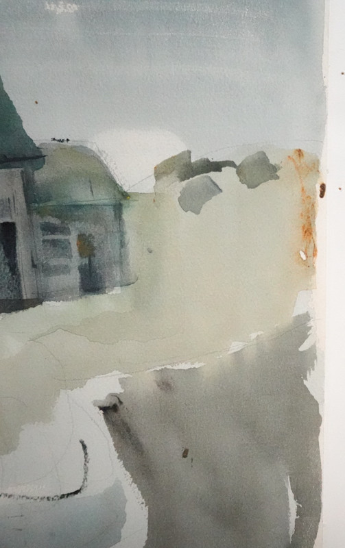 RICHARD H. MORTON "ABANDONED HOUSES & MINE" ORIGINAL WATERCOLOR PAINTING 1974 gallery