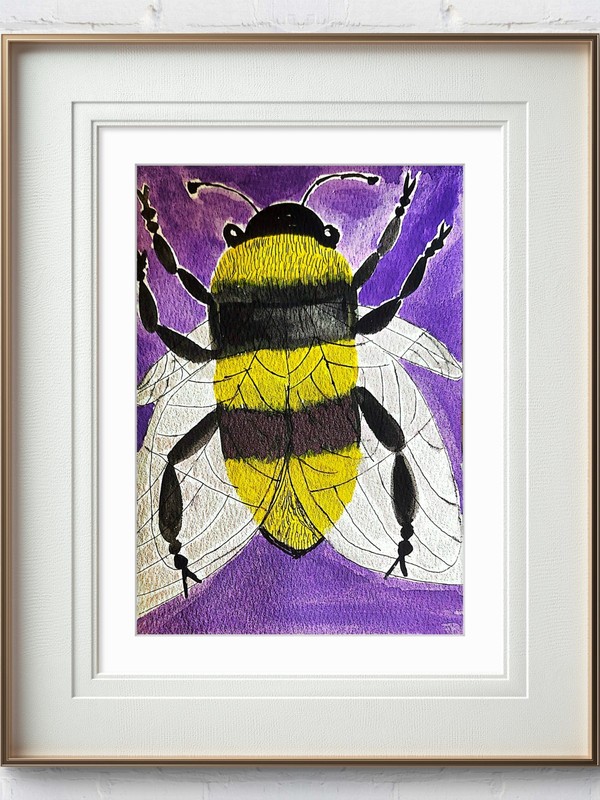BumbleBee Original Abstract 5x7 Watercolor Paper Signed Contemporary Wall Art gallery